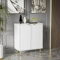 Sweiko Modern Sideboard mit 2 Türen 6 Fächer, Kommode mit Vergoldete Füße & Griff, Flurschrank Ablagefächern Schubladenkommode Mehrzweckschrank für Flur Schlafzimmer Wohnzimmer Badezimmer Kinderzimme