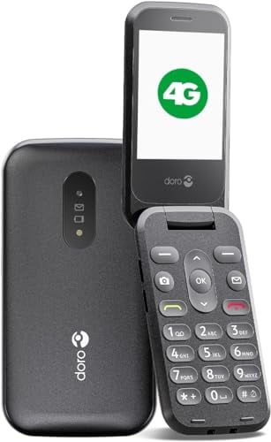 Doro - 2800 - Cellulare Per Anziani - Cellulare a Conchiglia 4G Sbloccato - Tasti Grandi a Risposta Vocale - Fotocamera - Bluetooth - Tasto Di Assistenza - Funzione HD Voice - Nero