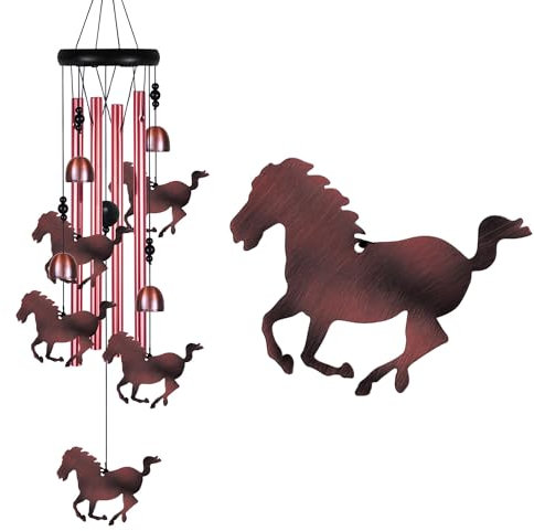 Windspiel für den Außenbereich, für den Innenbereich, handgefertigt, mobiler, romantischer Windfänger, Pferdespiel, 71,1 cm, Pferde-Windspiel für Zuhause, Balkon, Baum, Terrasse, Garten, Dekoration,
