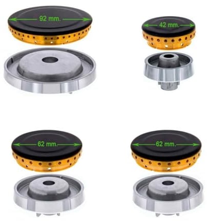 Conjunto 4 quemadores con base compatible con cocina de gas Teka, Fagor, Balay