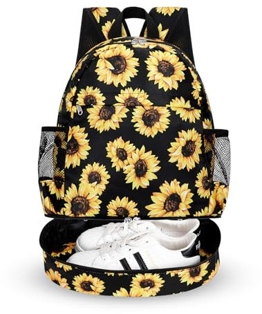 HAWEE Dry Wet Gym Rucksack mit Schuhfach für Damen und Herren, verstaubar, Anti-Wasser-Sporttasche für Schwimmen, Strand, Yoga, Reisen, Sonnenblume, Einheitsgröße, Tagesrucksäcke