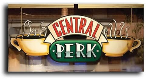 Central Perk Cafe Leinwandgemälde „Friends TV Show“, Poster und Drucke, skandinavisches Wandkunstbild für Wohnzimmerdekoration, 20 x 40 cm, Holzrahmen