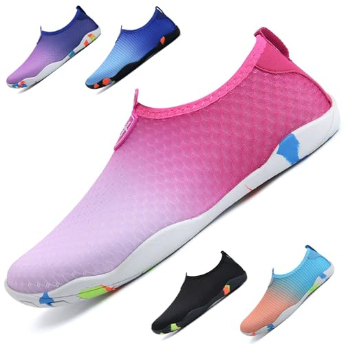 WateLves Beach Swimming Water Shoes Men Women Swim Aqua Barefoot Yoga Surf Shoes Quick Drying Lightweight Unisex (Pink 3.5)
