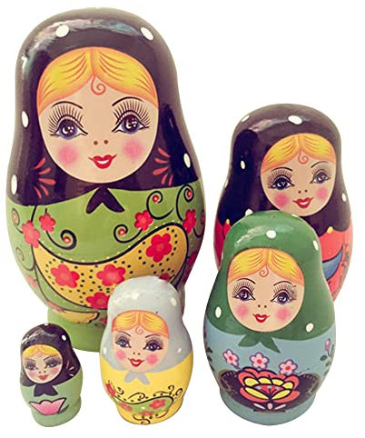 Semyonov Poupées Gigognes | Poupées Gigognes - Poupées Matriochka en Bois Naturel - Poupées Gigognes Russes en Bois - Jouets Mignons De Femme en Bois Faits À La Main, Poupées Matryoshka pour Kids