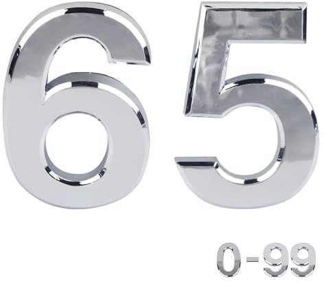 Rubigo Numeri di porta effetto cromato da 7,6 cm 0-99 Numeri civici da incollare sulla porta Numeri civici in ABS autoadesivi argento 3D per porte, cassette della posta, camere d'albergo Adesivi per n