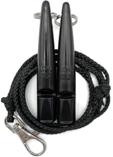 ACME Hundepfeife No. 211,5 mit Pfeifenband | Im Doppelpack | 2 Pfeifen inklusive 2 Bänder | Ideal für den Rückruf - Laut und weitreichend (Black + Black)