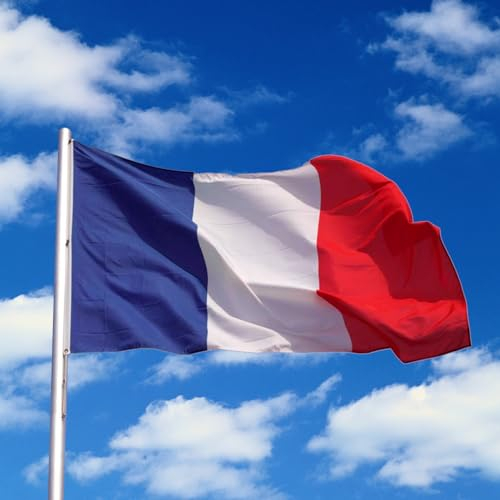 90 x 150 cm Frankreich Flagge, ZoneYan Französische Flagge mit 2 Messing-Ösen, Nationalflagge Frankreich für Bastille-Tag, Sportveranstaltungen