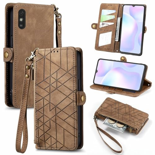 Rfvzubemok Kompatibel mit Wiko Y81 Hülle,Kompatibel mit Wiko Y81 Flip Stand PU Leder Kartenhalter Handyhülle Brown