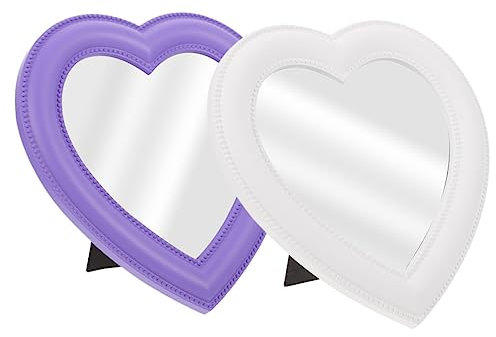 Mikinona 2stücke Herzförmiger Kosmetikspiegel Mit Stabilem Ständer Hochauflösender Oberfläche Für Klare Bilder Geeignet Für Schreibtisch Und Tischgebrauch Langlebiges Material Für
