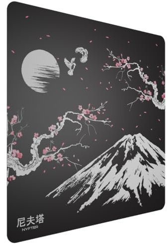 Nyfter - Tapis de souris de jeu en verre 50 x 50 cm pour le jeu Next Level Glide et le jeu ultra rapide (Sakura)