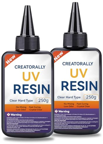 Creatorally UV Harz Klar, 500g UV Resin Hart Kristallklares Kleber, Transparent UV Photochemisches Harz Vorgemischt für Schmuck Herstellung DIY Handwerk, Gießen und Beschichten, Bemalen