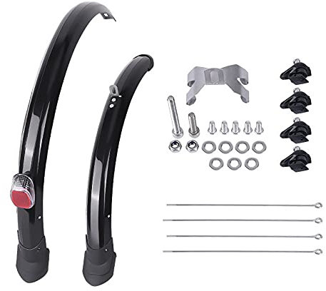 Fahrrad Schutzblech,Fahrrad Schutzbleche, 20 zoll Faltrad Kotflügel Kotflügel 2PCS Vorne Hinten Radfahren Fahrrad Schlamm Schutz MTB Fahrrad Flügel Mit Hinten Licht fahrrad Zubehör(V brake black)