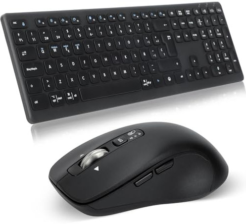 CITLLA M9300 combinación inalámbrica de Teclado y ratón, Receptor USB 2 en 1 y Dos Bluetooth, Teclado silencioso multidispositivo, para computadora, computadora portátil, Oficina, Trabajo