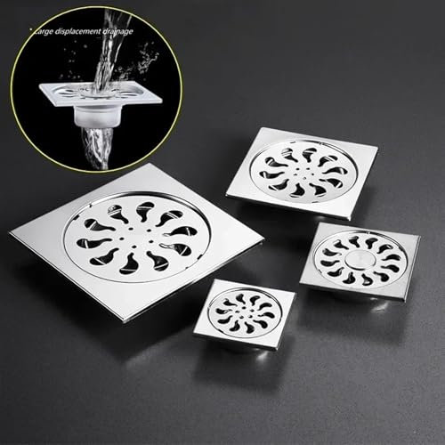 Edelstahl Quadratisch Rund Bodenablauf Dusche Kanalisation Deodorant Bodenabtropffläche Flieseneinsatz Abfallgitter Sieb Badezimmer Hardware 1St(Round 9x9cm)