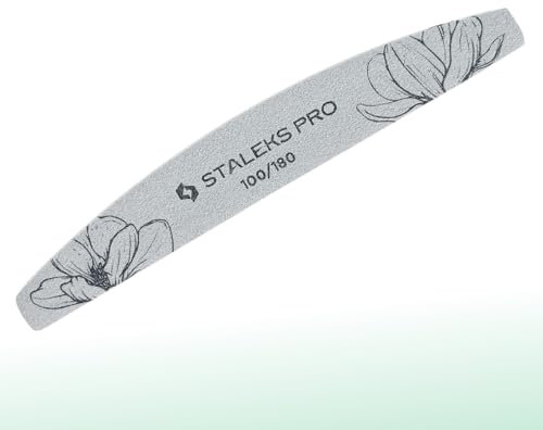 Staleks Expert NFE-40 Lot de 25 limes à ongles demi-lune double face Grain 100/180 g Couche fine de mousse