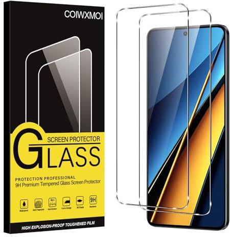 Coiwxmoi 2 Piezas Protector de Pantalla para Xiaomi Poco X6 Pro 5G, Cristal Templado Antiarañazos Dureza 9H Antihuellas Sin Burbujas HD Resistent Transparente Vidrio Película para Xiaomi Poco X6Pro
