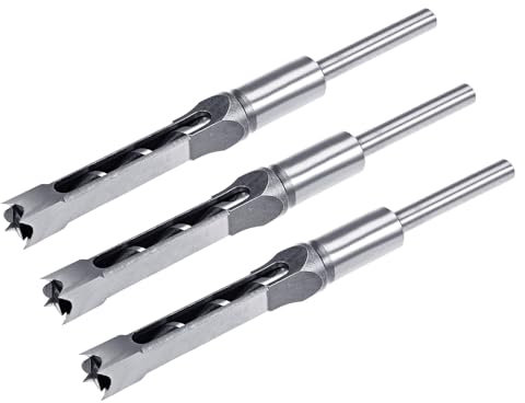 uxcell 3pcs Square Hole Drill Bit 1/2(12.7mm) High Carbon Steel Hollow Mortiser Auger for Woodworking Carpentry Mortise Tenon Machine