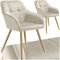 tectake® Samt Stuhl, Esszimmerstuhl mit Stepp Samtstoff, Küchenstühle modern, gemütlicher Sessel Wohnzimmer, Armlehnstuhl Esszimmer, Dining Lounge, Schminktisch Stuhl - Creme/Gold, 2er Set