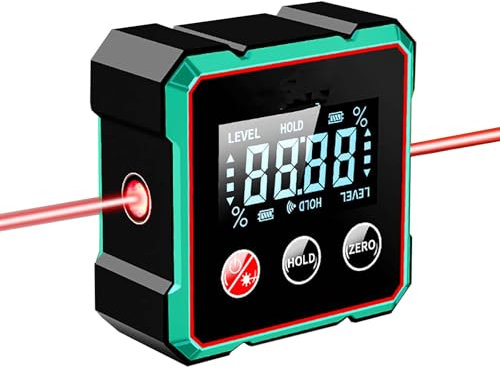 USB Charging Digital Level Box Angle Finder with Electronic Laser, Strong Magnetic Base & LCD Display, Waterproof Inclinometer Level for Woodworking (Black)