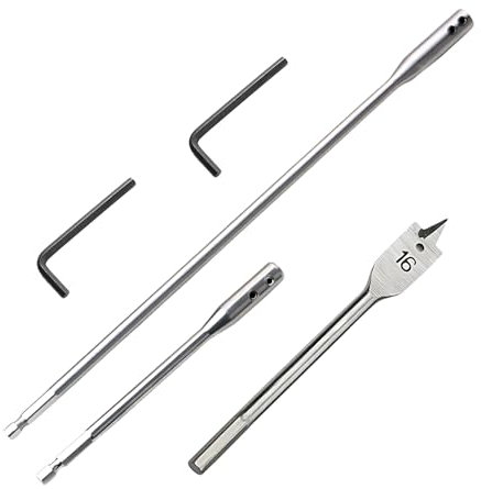 atnayo 5 Pcs 1/4 Drill Extension Bar Set, 6 and 12 Spade Bit Holder with 2 Pieces Key for Wood Turners Furniture Carpentry