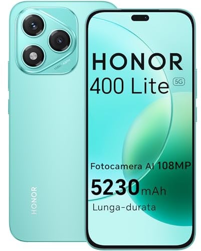 HONOR 400 Lite 5G Smartphone,8GB RAM 256GB Memoria Dual SIM NFC, 5230 mAh,108MP avec Bouton AI Téléphone Android 15, 6.7 Pouce AMOLED Eye-Care Display, IP64&SGS, Mars Green