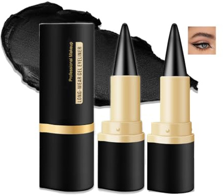 2PCS Black Gel Eyeliner Pencil – Long-Lasting Waterproof & Smudge-Proof, Quick-Dry Matte Cream Formula, Smooth Glide Eye Liner Stick for All Eye Shapes