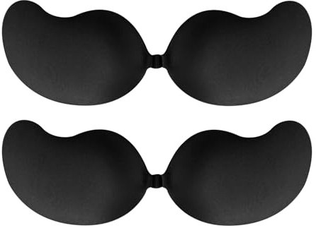 D.DUO Confezione da 2 reggiseni appiccicosi senza spalline, reggiseno invisibile da donna, reggiseni adesivi in silicone antiscivolo, reggiseno push up senza schienale, Nero , D