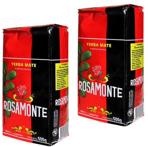 Yerba Mate Rosamonte Pack x 2 (500 g c/u) | Elaborada con Palo | Tradicional Argentina | Energizante Natural | 1 kg Total