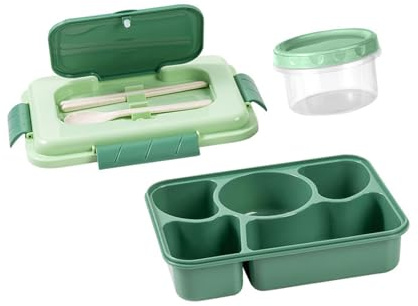 Arecobticy Contenedor de alimentos aislado multiusos con secciones separadas, soporte para sopa, utensilios, apto para microondas para comidas calientes, a prueba de fugas, apto para microondas