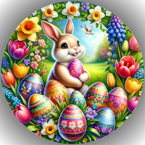 Tortenbild, mit dem Motiv: OSTERN/HASE,Essbares Foto für Torten, Fondant,Tortenaufleger Ø 20cm OSTERN/HASE K32