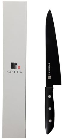 SASUGA Lightweight Japanese Chef’s Knife, Made in Japan, Molybdenum-Vanadium Stainless Steel, Razor-Sharp, Rust-Resistant Blade for Meat, Fish & Vegetables - Gyuto 210mm