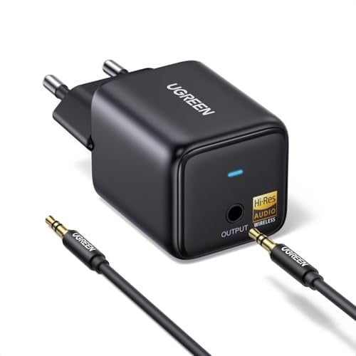 UGREEN LDAC Ricevitore Bluetooth 6.0 HiFi Audio Bluetooth Jack 3,5mm Hi-Res | Bassa Latenza Wireless Alimentatore a Innesto Diretto Compatibile con Telefono Tablet Altoparlante Amplificatore