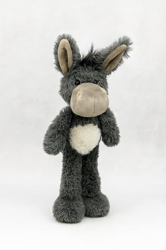 Mel-O-Design Plüsch Esel 50 cm – Weiches Kuscheltier mit Langen Beinen – Niedliches Stofftier in Grau, Geschenk für Kinder & Erwachsene, Deko & Spielzeug