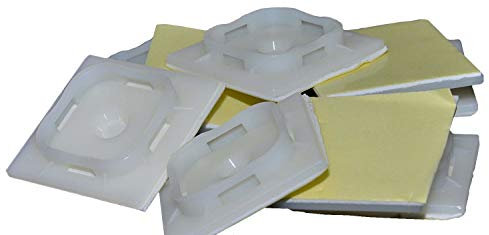 Adhesive Pad Adhesive Base Cable Ties Fastening Base Cord Holder 100 Pieces (40 x 40 mm, White/Natural)