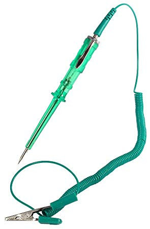 Keenso Stylo Testeur de Tension, Testeur de Circuit de Tension Électrique de Voiture, Test Sonde Appareil de Contrôle 6V / 24V pour les Systèmes de Basse Tension, Fusible, Commutateur, Fils (Vert)