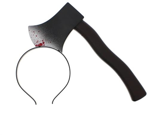 Lizzy Halloween Headband Head Hair Hat Headboppers Adult kids Mens Womens Fancy Dress Devil Angel Costume Accessory Cosplay Dark Night Party (Axe In The Head Headband)