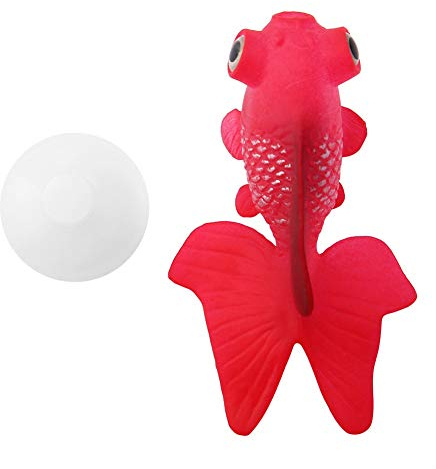 TOPINCN Silicone Poisson Artificiel Haute Simulation Réaliste Flottante Aquarium Fish Tank Ornement Décoration avec Ligne Ventouse(Poisson Rouge Rouge)