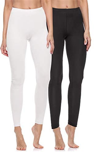 Merry Style 2er Pack Leggings Damen Baumwolle für das ganze Jahr Bequeme Leggings Blickdicht Damen Ideal für Yoga Sport Gym und Freizeit MS10-198 MS10-198 (Schwarz/Weiß, XXL)