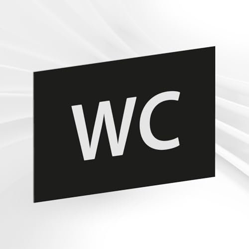 Plaque Signalétique WC Toilettes – Plaque De Porte Adhésive PVC 10 x 15 cm – 20 Couleurs Disponibles (Noir)