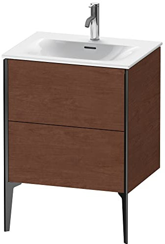 Duravit XViu 4300 Waschtischunterbau stehend, 2 Auszüge, für Waschtisch Viu 234463, 610x480 mm, Farbe (Front/Korpus): schwarz matt/amerik.nussbaum - XV43000B213