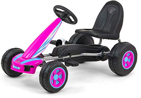 Milly Mally Viper Pedal Gokart Auto Tretauto Kinderfahrzeug mit Handbremse für Kinder ab 3 Jahren Rosa