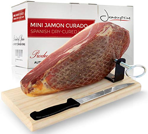 Jambon Serrano Cru Désossé Duroc Reserva (Jamon Serrano) 1 Kg Mini + Support à Jambon + Couteau - Jamonprive