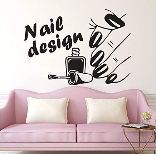 Nagel Salon Wandaufkleber Nagel Design Logo Wandtattoos Vinyl Beauty Shop Wandbild Nägel Wandkunst Poster Schöne Hand 41X57Cm