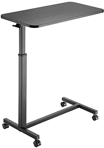 Allcam MBT01 Spring-assisted Height Adjustable Desk/Overbed Table w/Lockable Wheels in Black