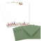 25 Briefpapier-Sets DIN A5 - Naturpapier in Creme mit Blumenwiese - mit Briefumschlägen DIN C6 in Grün Briefbogen bedruckbar ideal für Hochzeitseinladungen