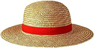 FOUTP One Piece Monkey D. Luffy Cosplay, Hut für Cosplay, japanische Zeichnung, Zubehör, Hut für Kinder, rot, gestreift, Strand, Strohhut (Weizenstroh), 31