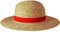 FOUTP One Piece Monkey D. Luffy Sombreros Planos Cosplay Japonés Dibujos Animados Accesorios para Niño, Sombrero Rojo Rayas, Visera de Playa (Paja de Trigo)