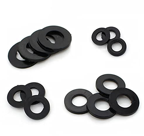 Liovns Mdingbao-Arandelas M6 x 18mm x 1,5 mm m6x18x1.5 weiße Schwarze Nylon-Flache Waschmaschine Kunststoff-Isolier-Null-Ring-Dichtung,10pcs, Corrosión y duradero (Inner Diameter : Black)