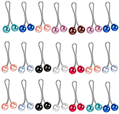 PhoenixDN 24 Pcs Pin de Bufanda con Clip de Perlas, Clips Musulmanes de Los Pines Del Hijab, Clips de Seguridad para Bufandas De Perlas, para Las Mujeres Del Mantón Del Hijab, Vestido de Banquete