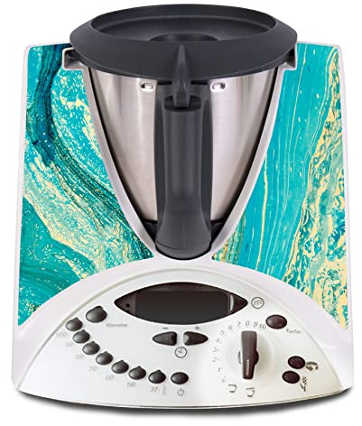 Finest Folia Schutzfolie Design Marmor Türkis kompatibel mit Thermomix TM31 | Deko Sticker für Küchenmaschine Klebefolie wasserfest Küchengerät Kratschutz Zubehör Schutz Aufkleber selbstklebend